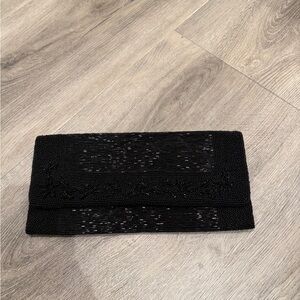 Chic Black Beaded Clutch